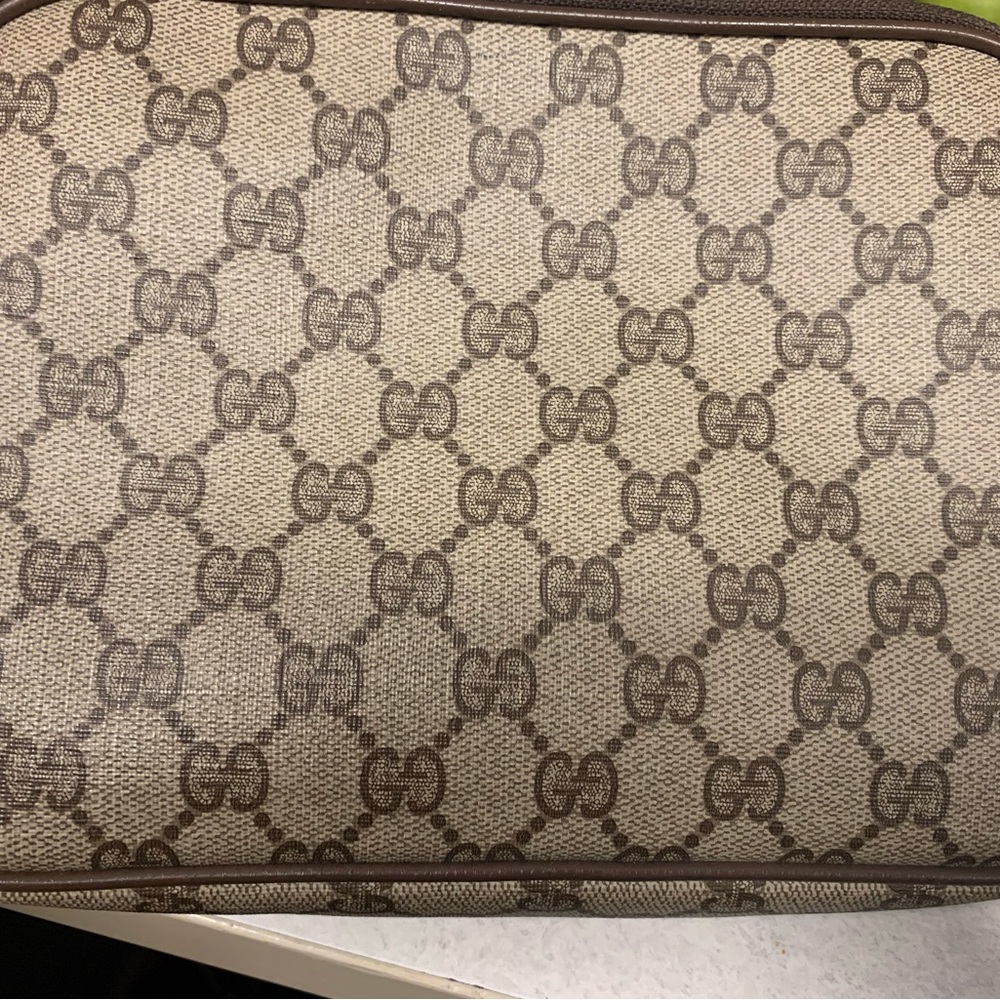 Authentic Vintage Gucci Supreme Canvas Bee Beige Brown Crossbody - Picture 3 of 12